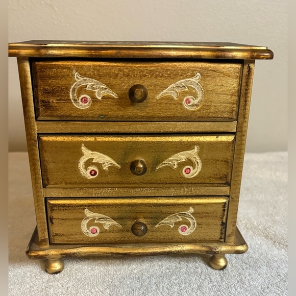 Other - Vintage Wooden Japanese Hand Painted Florentine Jewelry Music Box Dresser